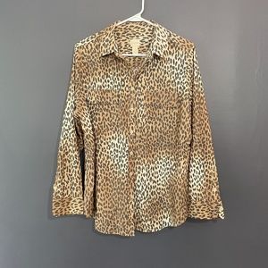 Chico's Cheetah Print Button Down - Sz 2